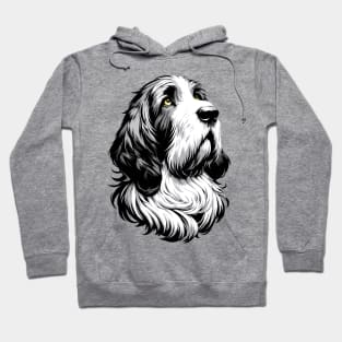 Stunning and Cool Grand Basset Griffon Vendeen Monochrome and Gold Portrait for Father's Day Hoodie